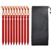 Aluminum Tent Stakes Pegs, 10-Pack Ground Pegs with Ropes Stakes Pegs for Backpacking Camping Tents Hammocks and Canopy - Red