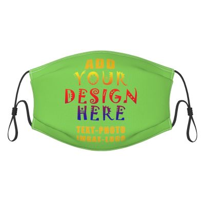 1-100 Pcs Custom Kids Reusable Breathable Face Mask Mouth Cloth Fabric Washable Masls for Sports Outdoor Party Neon Green