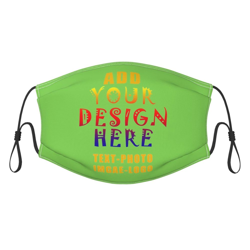 1-100 Pcs Custom Kids Reusable Breathable Face Mask Mouth Cloth Fabric Washable Masls for Sports Outdoor Party Neon Green