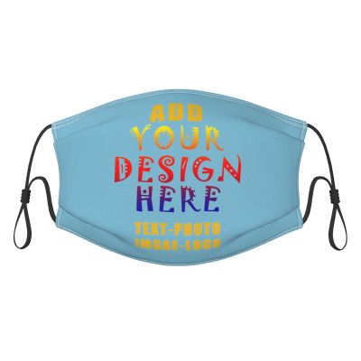 1-100 Pcs Custom Kids Reusable Breathable Face Mask Mouth Cloth Fabric Washable Masls for Sports Outdoor Party Sky Blue