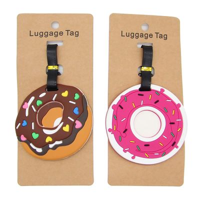 Doughnut Luggage Tags with Lable Identifiers for Bag Suitcase Adjustable Strape 2-Pack