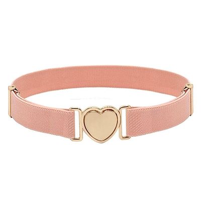 WEISHA Children Stretch Belts Girls Multicolor Punch-free Waistband Adjustable Elastic Waist Belts with Heart Shape Buckle for Uniform Dress(pink)