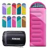 KANYAK Pink Sleeping Bag with Carry Bag, Warm Washable and Skin-Friendly Camping Sleeping Bag for Festival Sleep-Outs or Outdoor Adventures view 1