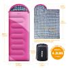 KANYAK Pink Sleeping Bag with Carry Bag, Warm Washable and Skin-Friendly Camping Sleeping Bag for Festival Sleep-Outs or Outdoor Adventures view 2