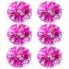Extpro 6Pcs Cheerleading Pom Poms Matte Metallic Foil Cheer Pompoms with Baton Handle, Kids Adults Team Spirit Cheering Stuff for Sports Games Carnival (Laser Rose Pink Silver) view 1