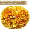 Extpro 6Pcs Cheerleading Pom Poms Matte Metallic Foil Cheer Pompoms with Baton Handle, Kids Adults Team Spirit Cheering Stuff for Sports Games Carnival (Laser Gold) view 2