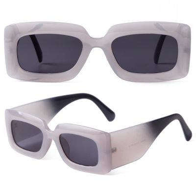 DQbhzh Retro 90s Nude Rectangle Sunglasses for Women Men Trendy Chunky Sunglasses UV400 Protection Fashion Vintage Thick Frame Sunnies Shades Grey