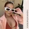 DQbhzh Retro 90s Nude Rectangle Sunglasses for Women Men Trendy Chunky Sunglasses UV400 Protection Fashion Vintage Thick Frame Sunnies Shades Grey view 3