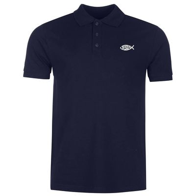 L8502-LXYB Polo Shirts for Men Jesus Christian Fish Embroidered Short Sleeve Mens Polo Shirts (Navy,Medium,Medium)