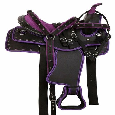 WILD RACE Beautiful Designer Synthetic Western Barrel Racing Western Saddle (16", Purple)