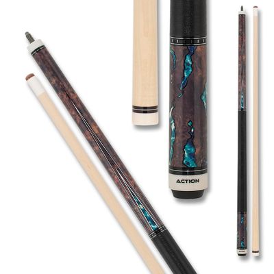 Action Fractal Billiards Pool Cue Stick - Walnut w/Aqua - 18oz