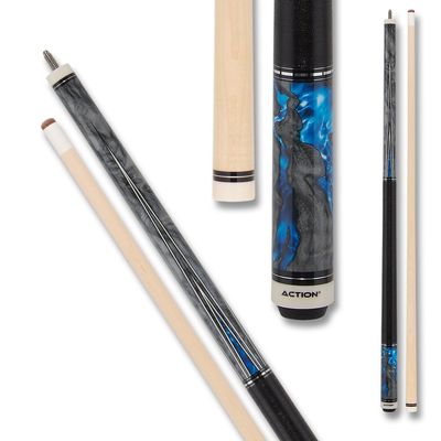 Action Fractal Billiards Pool Cue Stick - Grey w/Blue & White Points - 19oz