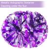 Extpro 6Pcs Cheerleading Pom Poms Matte Metallic Foil Cheer Pompoms with Baton Handle, Kids Adults Team Spirit Cheering Stuff for Sports Games Carnival (Laser Purple Silver) view 2