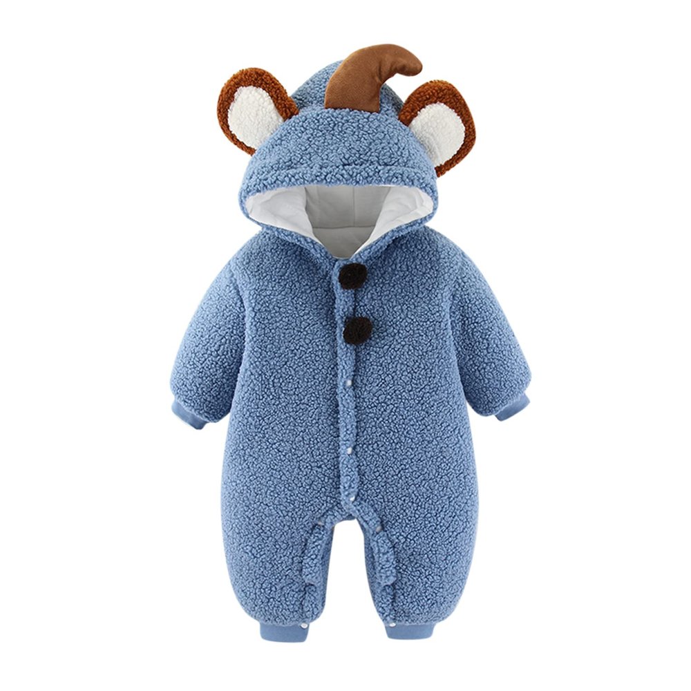 Baby Winter Clothes Infant Boys Girls Long Sleeve Winter Hooded Cartoon Romper Newborn Fleece Coat Warm