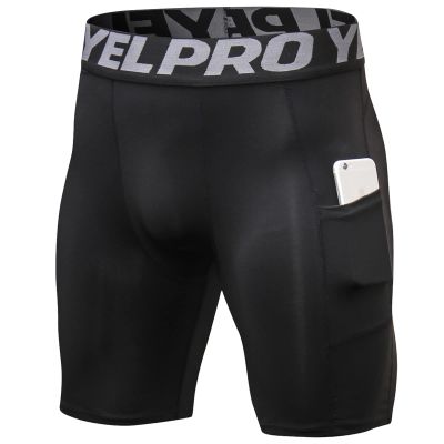 SPVISE Black Men's Compression Shorts, Compression Underwear for Men Athletic Shorts Pockets Spandex Running Shorts Cool Dry
