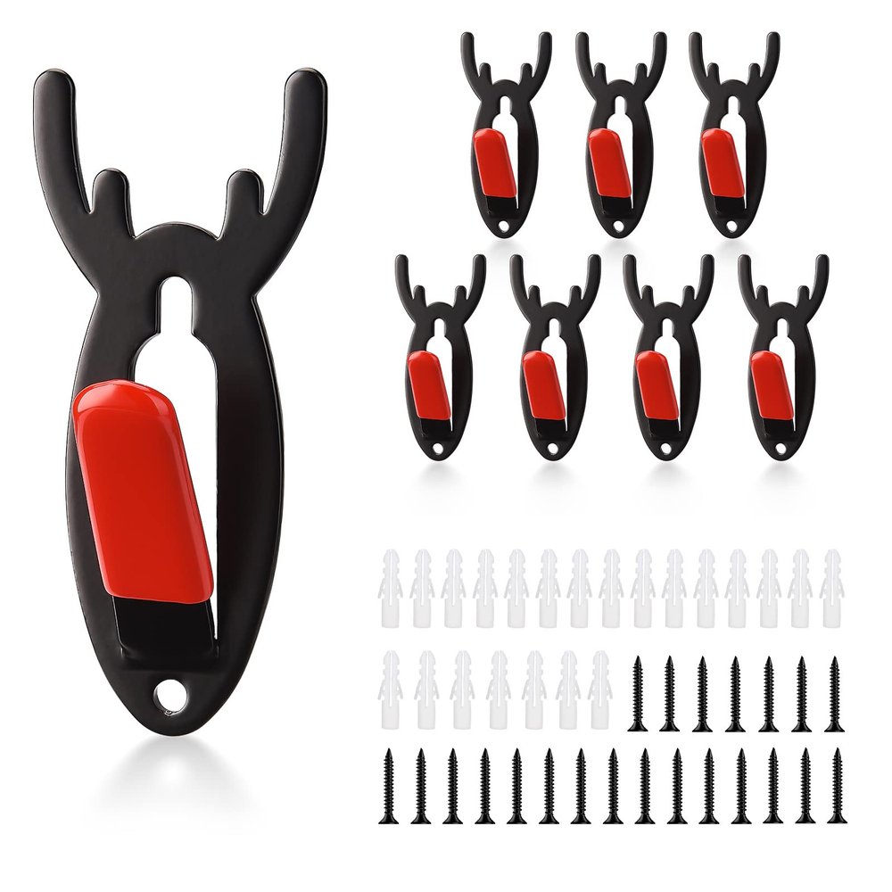 Firlar 16 Pcs European Deer Skull Hanger, Antler Style Deer Skull Wall Mount Bracket for Hanging Mounting Deer Antelope and Other Skulls, Heavy Duty Steel Elk Skull Hooker with Silicone Protector