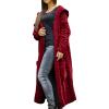 JEsilunmaMY Women's Long Hooded Sweater Long Sleeve Cable Knit Chunky Open Front Cardigan Loose Long Outwear with Pockets (Red,Medium) view 2