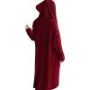 JEsilunmaMY Women's Long Hooded Sweater Long Sleeve Cable Knit Chunky Open Front Cardigan Loose Long Outwear with Pockets (Red,Medium) view 3