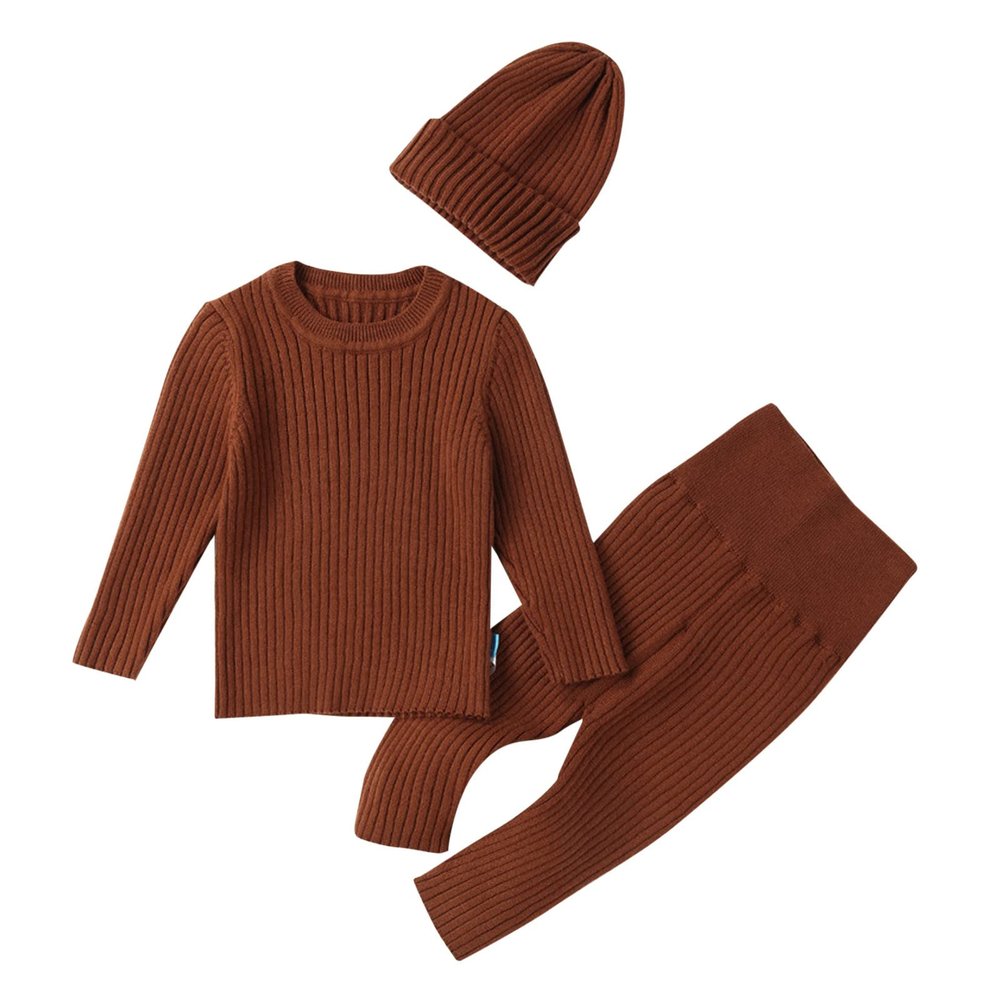 3 Piece Baby Winter Clothes Outfits Baby Long Sleeve Knitted Pullover Sweater Infant Bottoming (A, 18-24 Months)