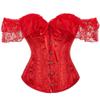 SHYMMUO Red Corset Top for Women Off Shoulder Lace Up Renaissance Bustier Gothic Steampunk Sexy Corset Halloween Costumes M view 1
