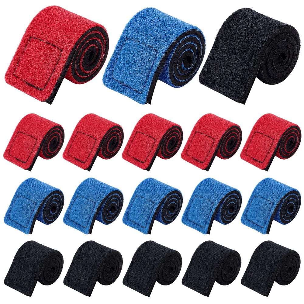 WEBEEDY Fishing Rod Belt Fishing Rod Wrap Straps Magic Tape Stretchy Fishing Pole Belts Fishing Rod Ties for Casting, Spinning, or Fly Rods(3 Color, 18 pcs)