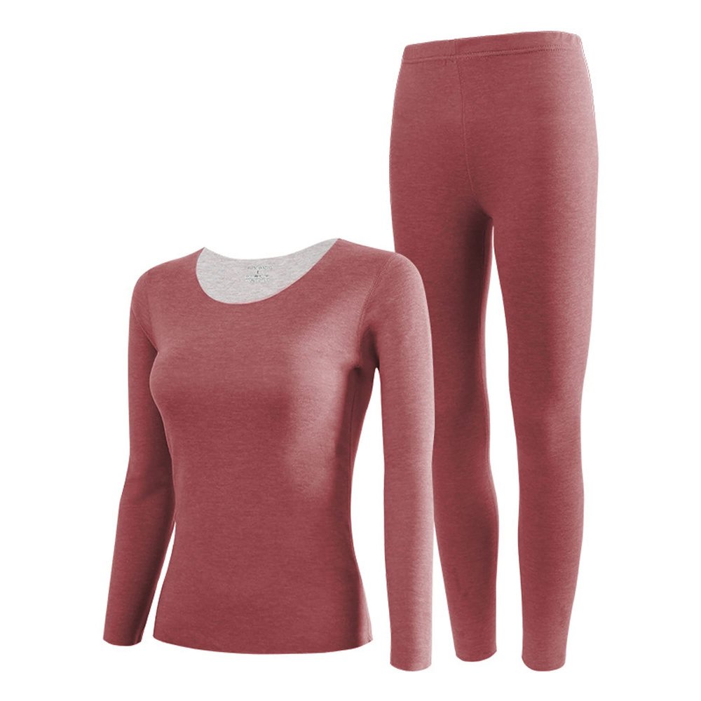 Bestgift Men's and Women's Same Style Thermal Underwear Men's Velvet Long Johns Suit 2-Piece Set A Red 2XL