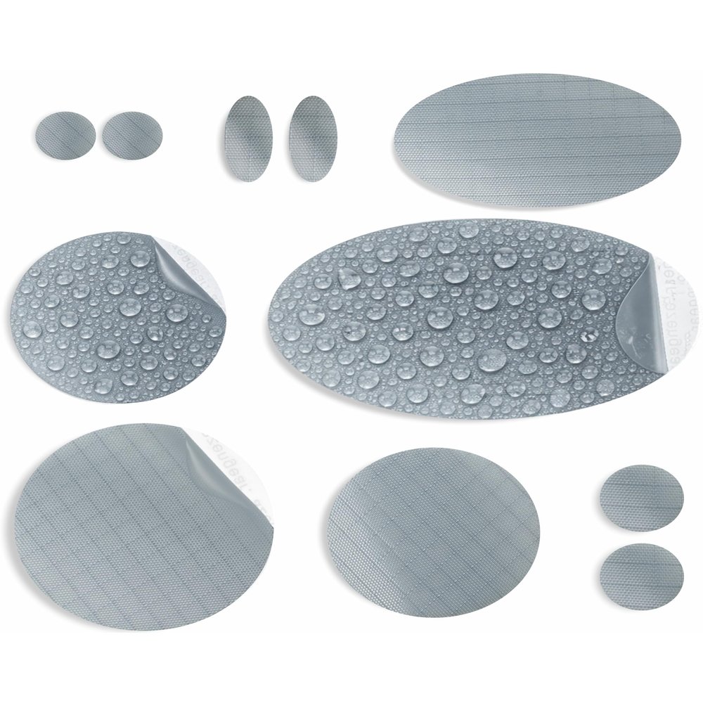 aZengear Repair Patches for Jackets, Tent, Shoe Toe, Air Mattress, Inflatables, PVC Gear - Waterproof, Self-Adhesive, Tear-Cold-Heat-Resistant, Down Puffer Coat (11 Pcs, Silver)