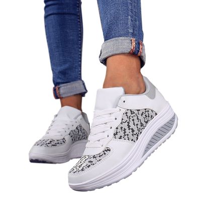 ZBYY High Heel Wedge Sneakers for Women Comfort Wedge Platform Athletic Tennis Sneakers Fitness Walking Shoes