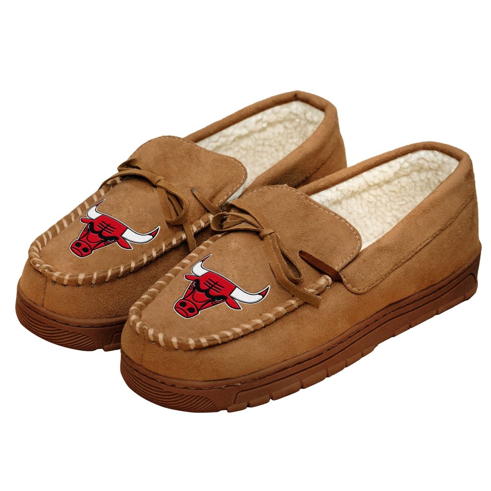 Chicago Bulls NBA Mens Team Logo Moccasin Slippers - M