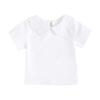 RUKOSU Baby Girl White Blouses Toddler Basic Solid Color Short Sleeve Petal Collar T-Shirt Cotton Pullover Tops 18-24 Months view 1