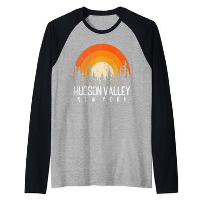Hudson Valley New York NY Shirt Retro Vintage 80s 90s Gift Raglan Baseball Tee