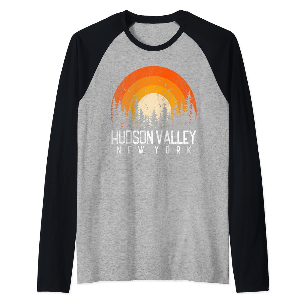 Hudson Valley New York NY Shirt Retro Vintage 80s 90s Gift Raglan Baseball Tee