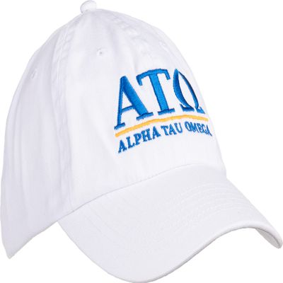 Ann Arbor T-shirt Co. Alpha Tau Omega | Classic ATO Fraternity Line Baseball Rush Frat Hat Cap White