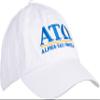 Ann Arbor T-shirt Co. Alpha Tau Omega | Classic ATO Fraternity Line Baseball Rush Frat Hat Cap White view 1