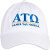 Ann Arbor T-shirt Co. Alpha Tau Omega | Classic ATO Fraternity Line Baseball Rush Frat Hat Cap White view 2