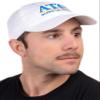 Ann Arbor T-shirt Co. Alpha Tau Omega | Classic ATO Fraternity Line Baseball Rush Frat Hat Cap White view 3
