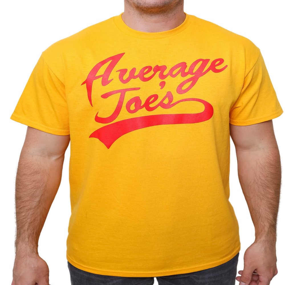 Dodgeball Average Joe's Gold Uniform Adult T-Shirt(MD, Gold)