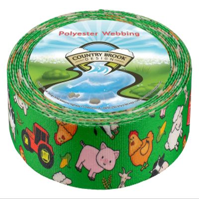 Country Brook Design - Farm Life Y'all Polyester Webbing (1 1/2 Inch, 10 Yards)
