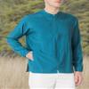 WonderWink W123 Men's Zip Front Warm Up Scrub Jacket, Caribbean Blue, 5X view 3