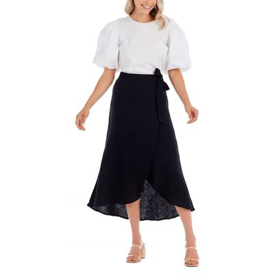 Mud Pie Women's Mallie Wrap Skirt, Black, Small