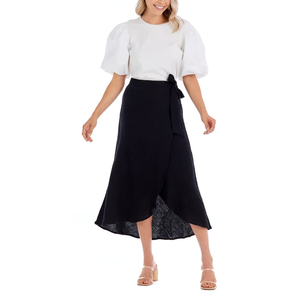 Mud Pie Women's Mallie Wrap Skirt, Black, Small