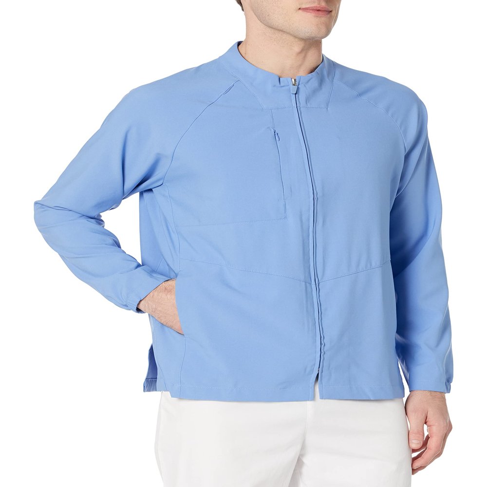 WonderWink W123 Men's Zip Front Warm Up Scrub Jacket, Ceil Blue, S