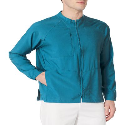 WonderWink WINK W123 Men's Zip Front Warm Up Jacket, Caribbean Blue, 3X