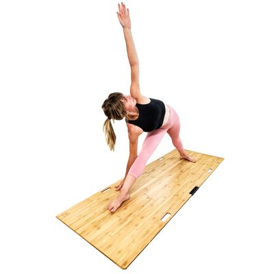Original Yoga Mat Board for Carpet (Award Winning) Portable Platform for Yoga on Carpet & Uneven Surfaces, Barre Floor for Indoor, Outdoor, Sustainable Bamboo Platform, Easy-to-Assemble & Store