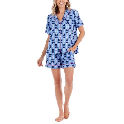 Mud Pie Women's Julianna Pajama Set, Blue, Large