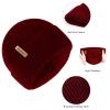 Hicdaw 3PCS Kids Winter Hat Glove Scarf Sets, Toddler Gloves Neck Warmer Baby Winter Hat Toddler Gloves Scarf Set for Boys Girls, Wine Red view 3
