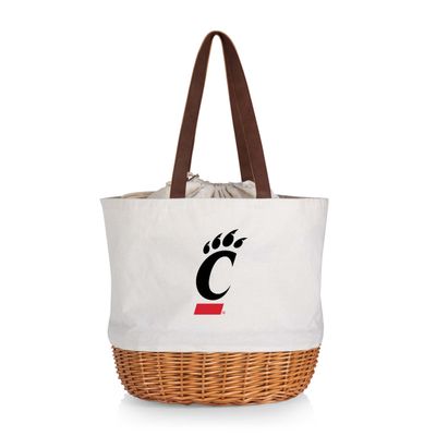 PICNIC TIME NCAA Cincinnati Bearcats Coronado Canvas and Willow Basket Tote, Picnic Tote Bag, Beach Tote, (Beige Canvas)