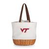 PICNIC TIME NCAA Virginia Tech Hokies Coronado Canvas and Willow Basket Tote, Picnic Tote Bag, Beach Tote, (Beige Canvas) view 1