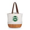 Picnic TIME NCAA Colorado State Rams Coronado Canvas and Willow Basket Tote, Picnic Tote Bag, Beach Tote, (Beige Canvas) view 1