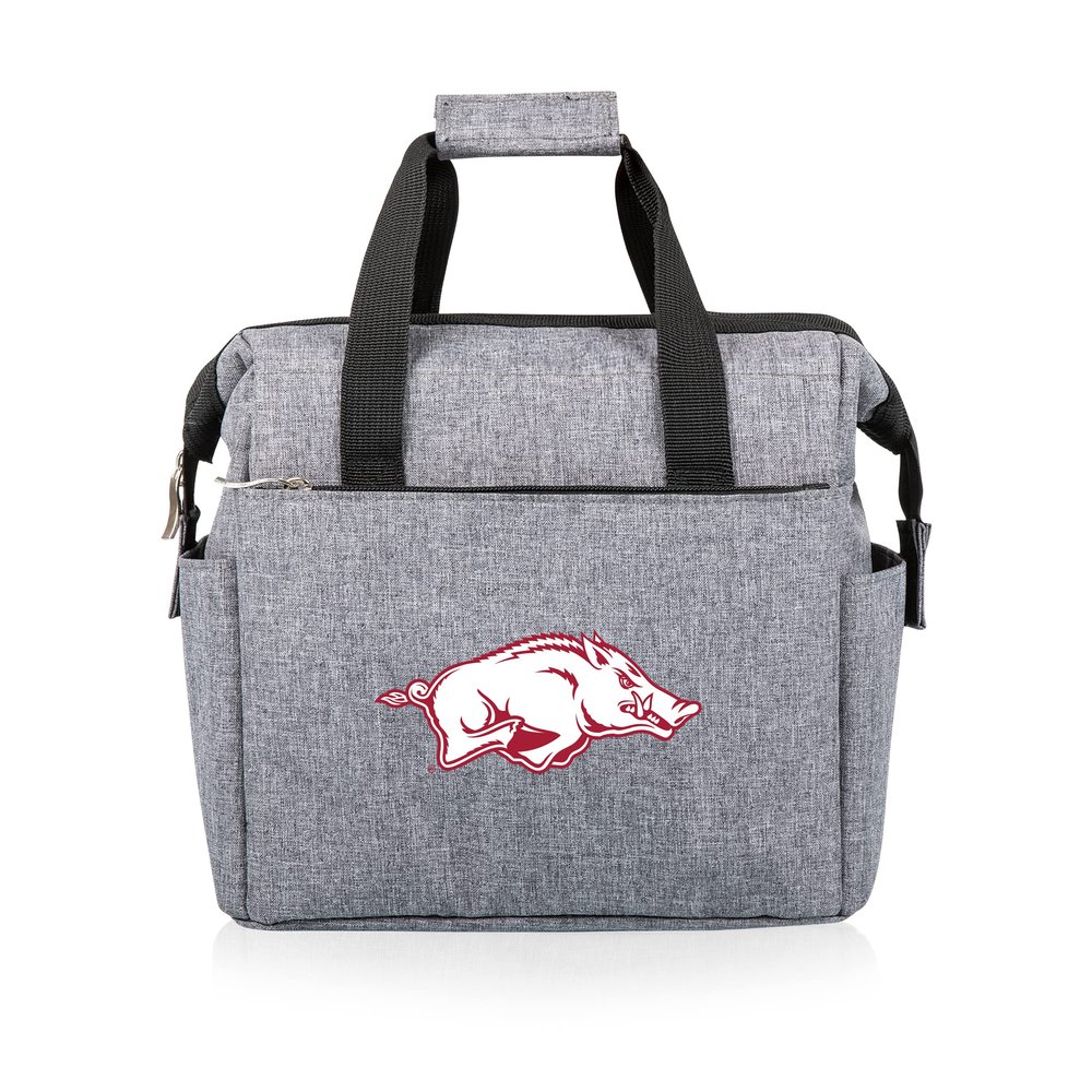 Picnic TIME NCAA Arkansas Razorbacks On The Go Lunch Bag, Soft Cooler Lunch Box, Insulated Lunch Bag, (Heathered Gray)